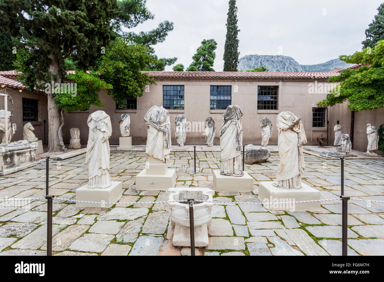 Headless statues at an archaeological museum; Corinth, Greece Stock