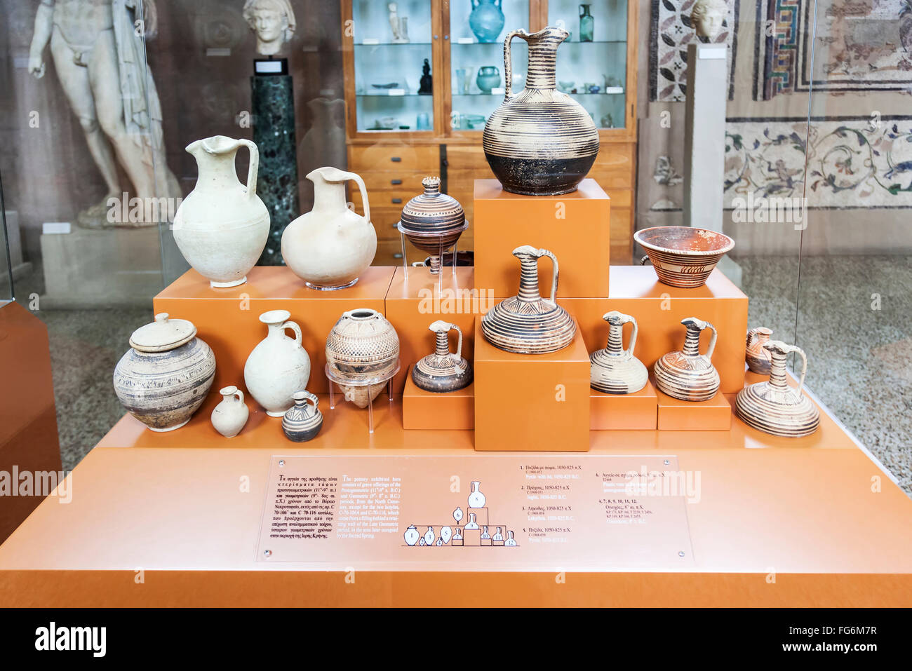 Ancient artifacts on display at an archaeological museum; Corinth, Greece Stock Photo