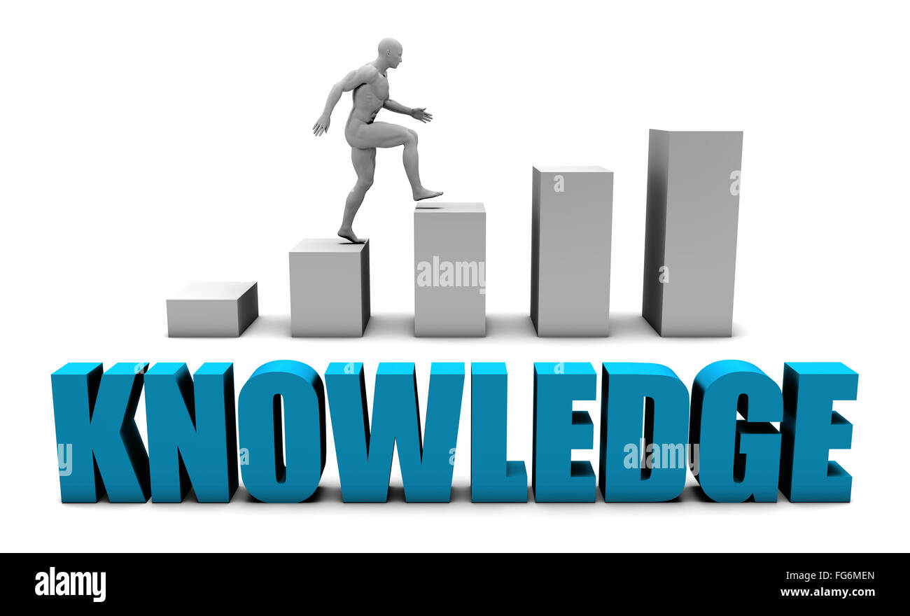 Knowledge 3D Concept in Blue with Bar Chart Graph Stock Photo - Alamy