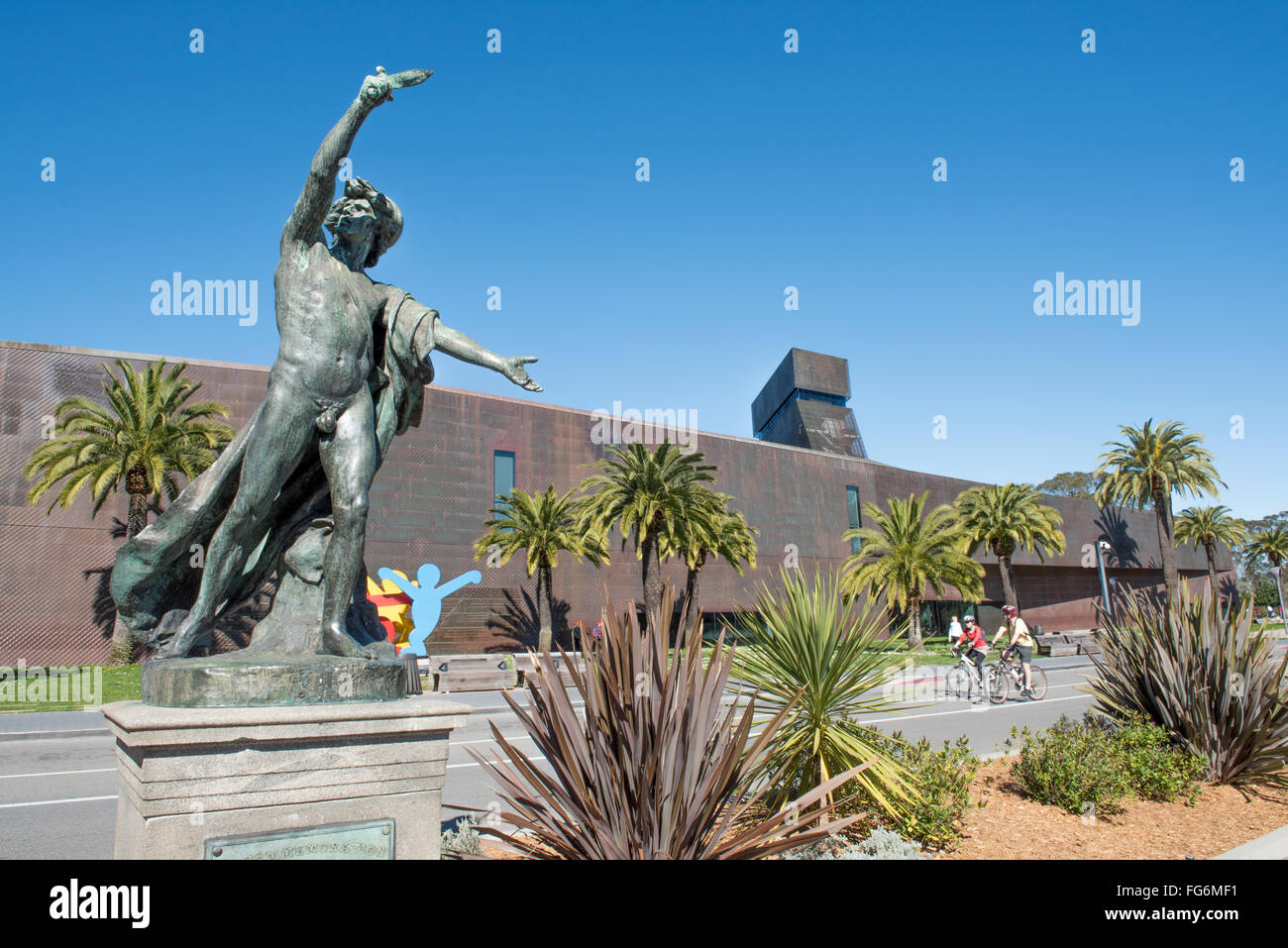 Statues in Golden Gate Park outside the De Young Art Museum, San