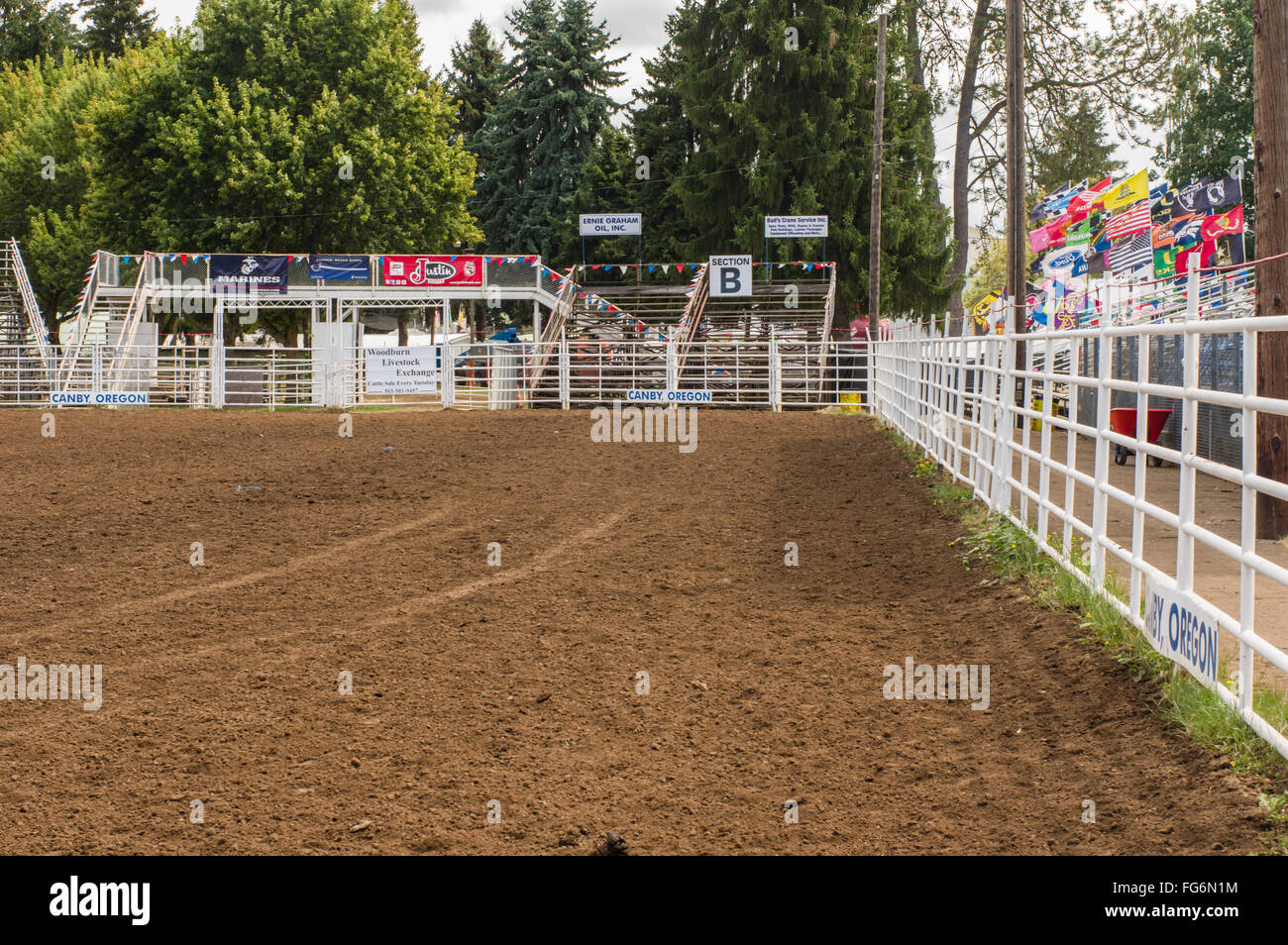 Rodeo arena and bleachers at the Clackamas County Fair, Canby, Oregon
