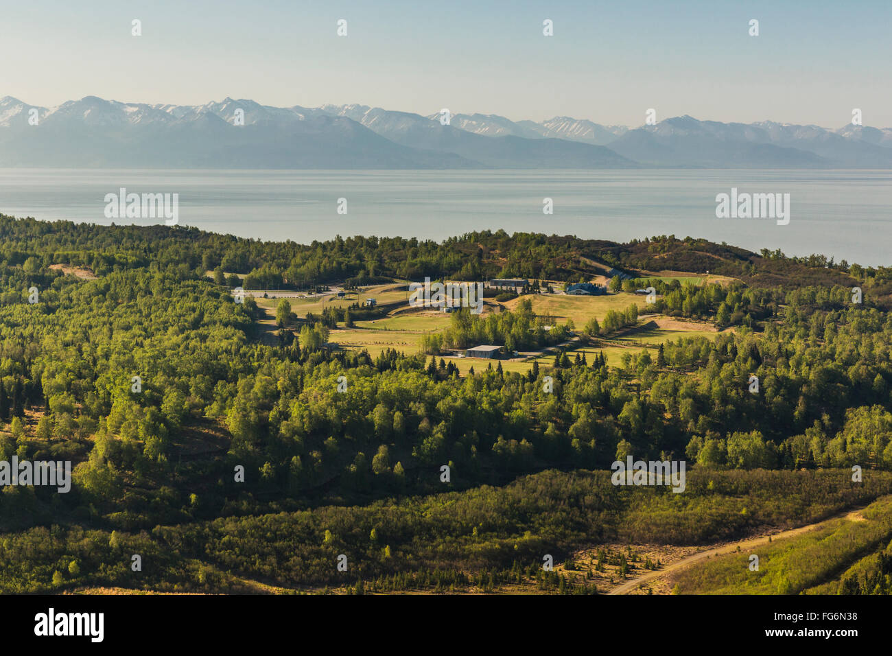 Aerial view of Kincaid Park, old military bunkers and ski trails