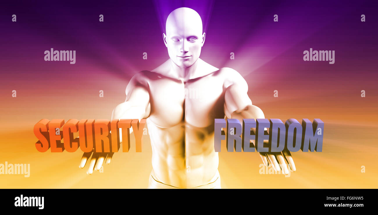 Security or Freedom as a Versus Choice of Different Belief Stock Photo