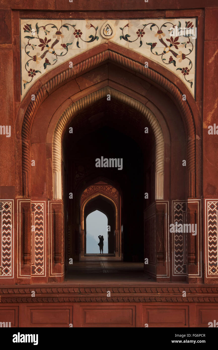 Photographer in Taj Mahal mosque; Agra, Uttar Pradesh, India Stock Photo