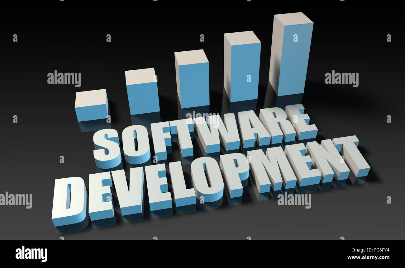 Software development graph chart in 3d on blue and black Stock Photo ...