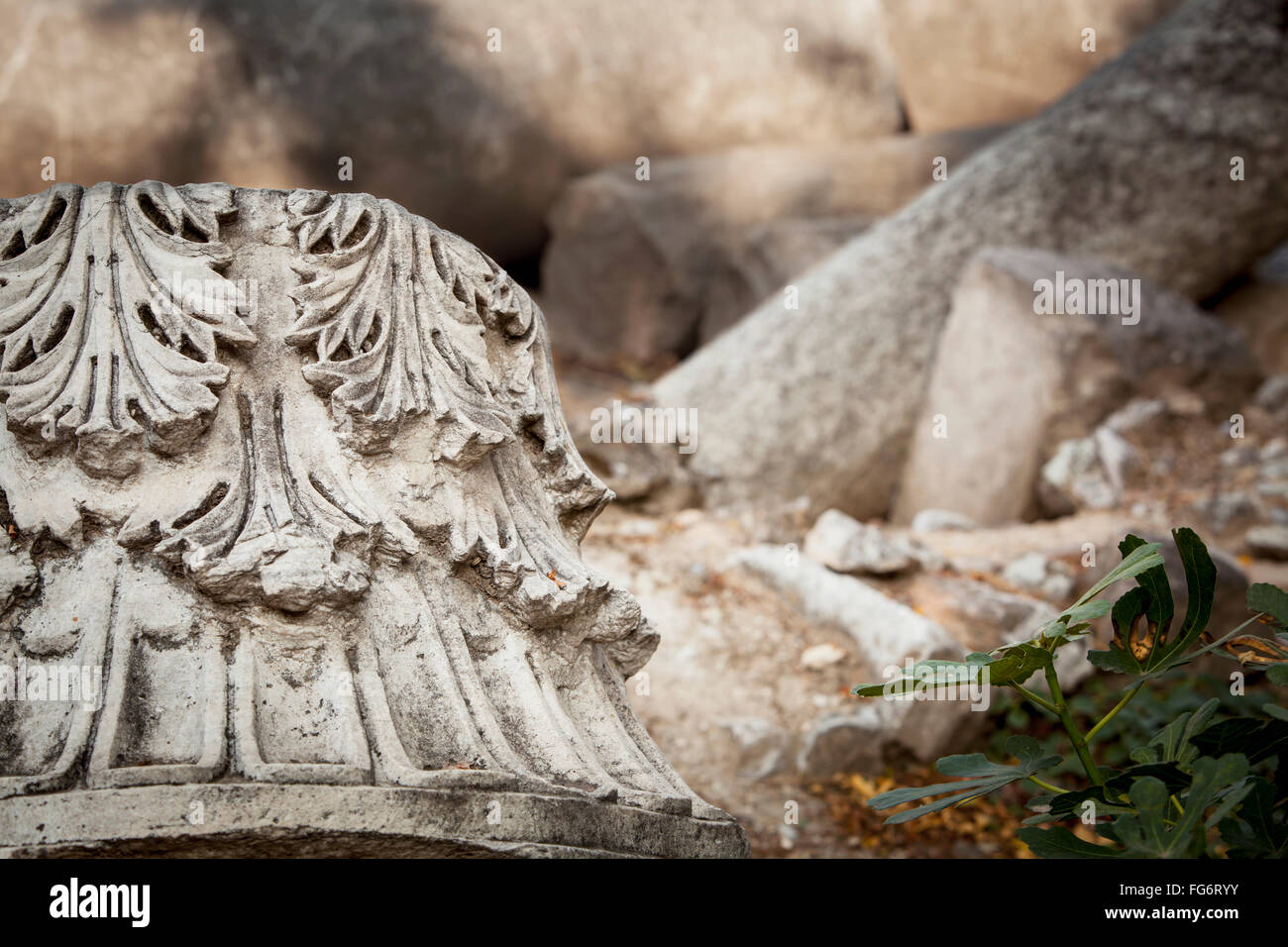 Stone ruins at a biblical site; Thyatira, Turkey Stock Photo