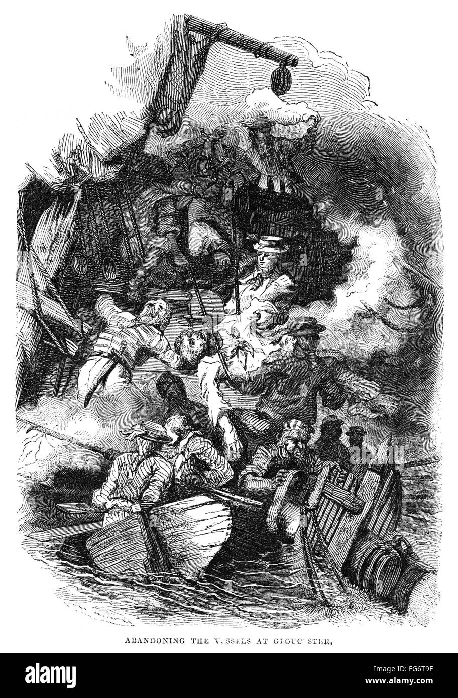 AMERICAN REVOLUTION. /n'Abandoning the Vessels at Gloucester' during a