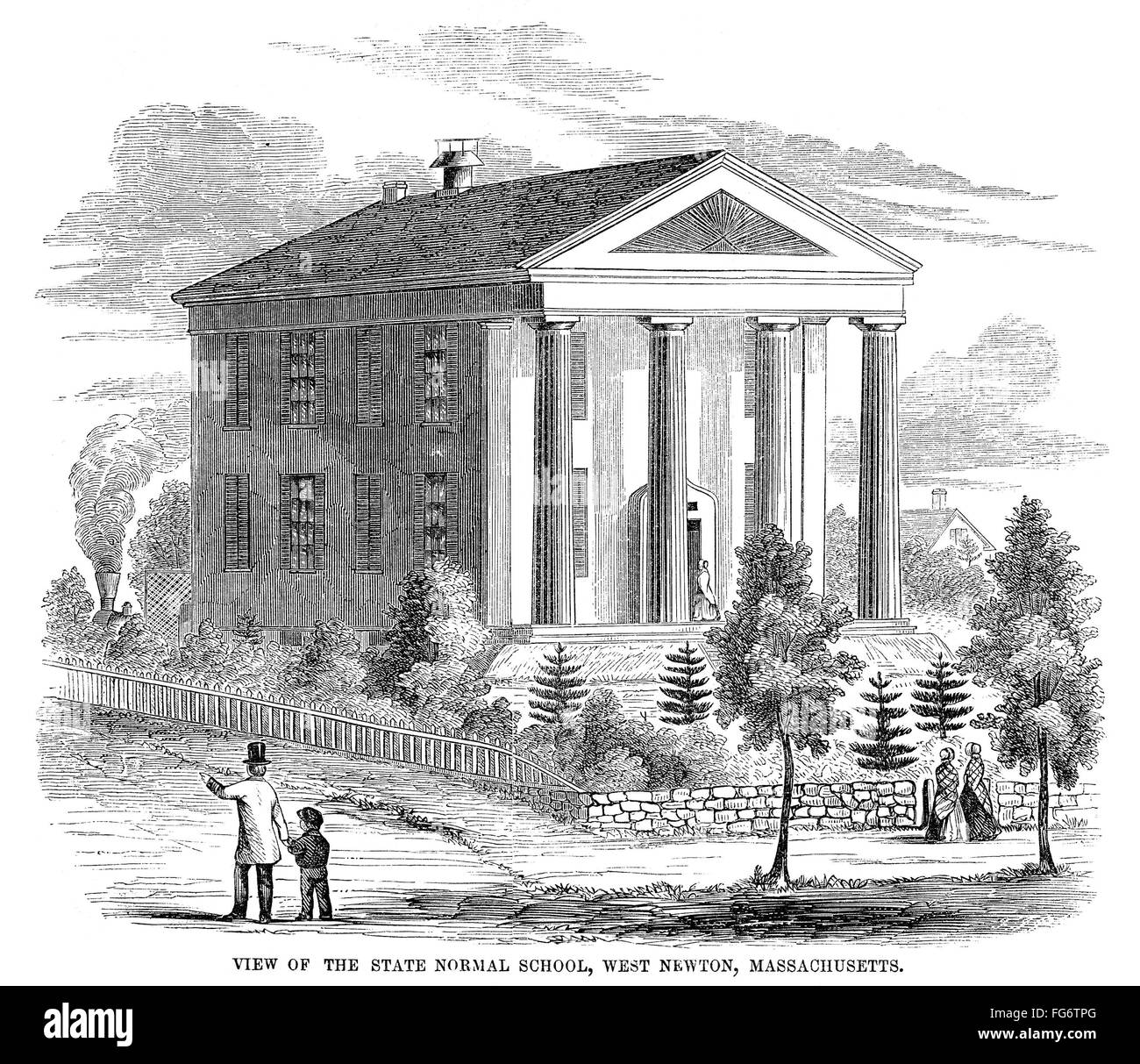 NORMAL SCHOOL, 1853. /nThe State Normal School at West Newton, Massachusetts. Wood engraving, American, 1853. Stock Photo