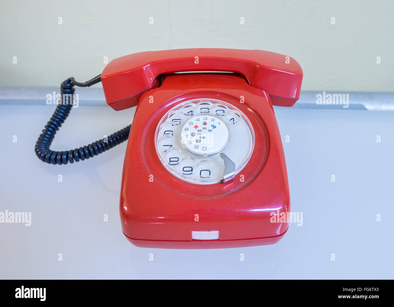 red phone in bunker of Josip Tito, leader of former Yugoslavia, near Konjic (Bosnia and Herzegovina), completed in 1979 Stock Photo