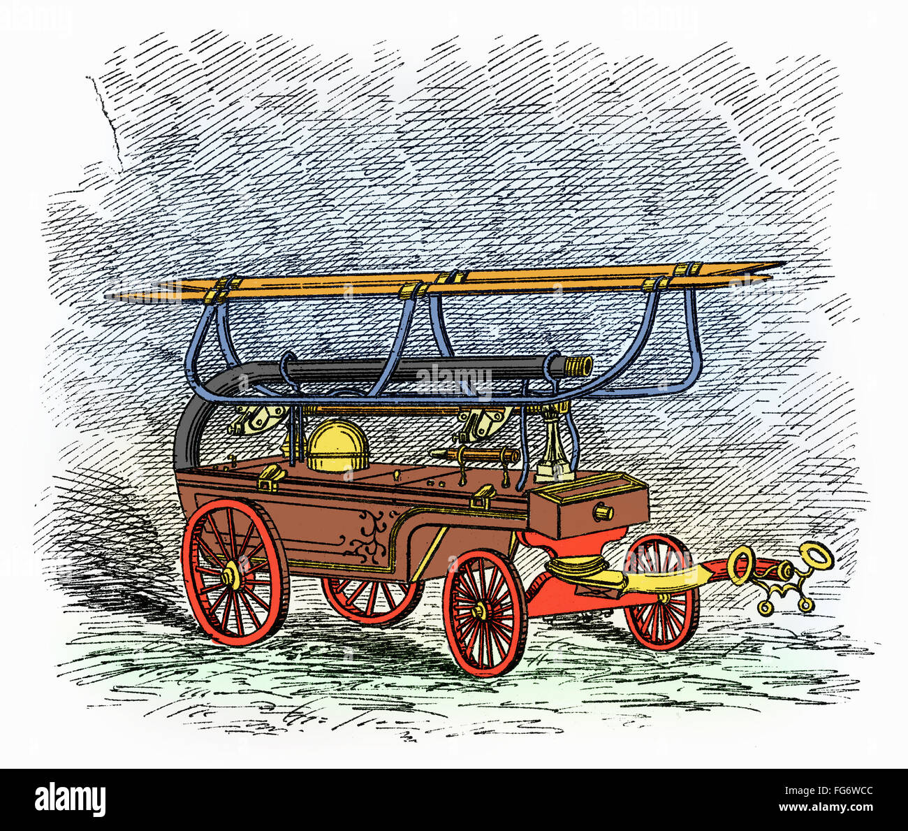 FIREFIGHTING, c1834. /nAn American hand-pulled fire engine dating from ...