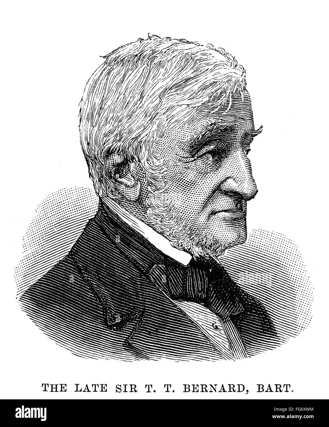 THOMAS TYRINGHAM BERNARD /n(1791-1883). 6th Baronet. British Liberal Party politician. Engraving, English, 1883. Stock Photo