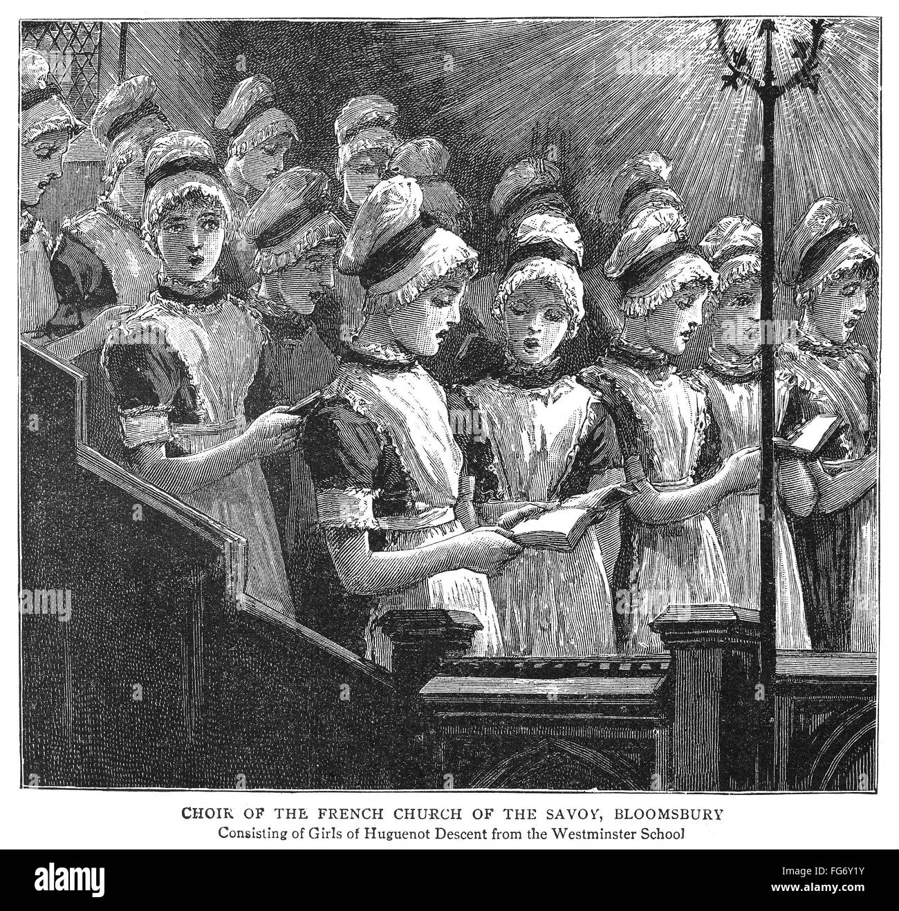 LONDON FRENCH CHOIR, 1885. /nChoir of the French Church of the Savoy