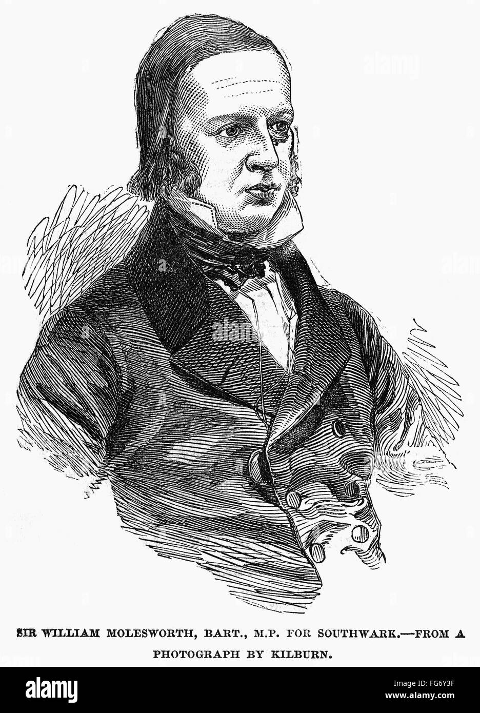 SIR WILLIAM MOLESWORTH /n(1810-1855). 8th Baronet. Radical British politician. Wood engraving, English, 1851. Stock Photo
