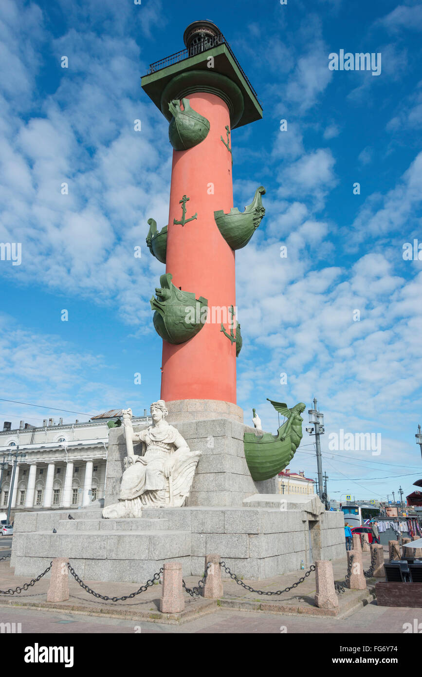 Rostral Column, Vasilievsky Island, Saint Petersburg, Northwestern Region, Russia Stock Photo