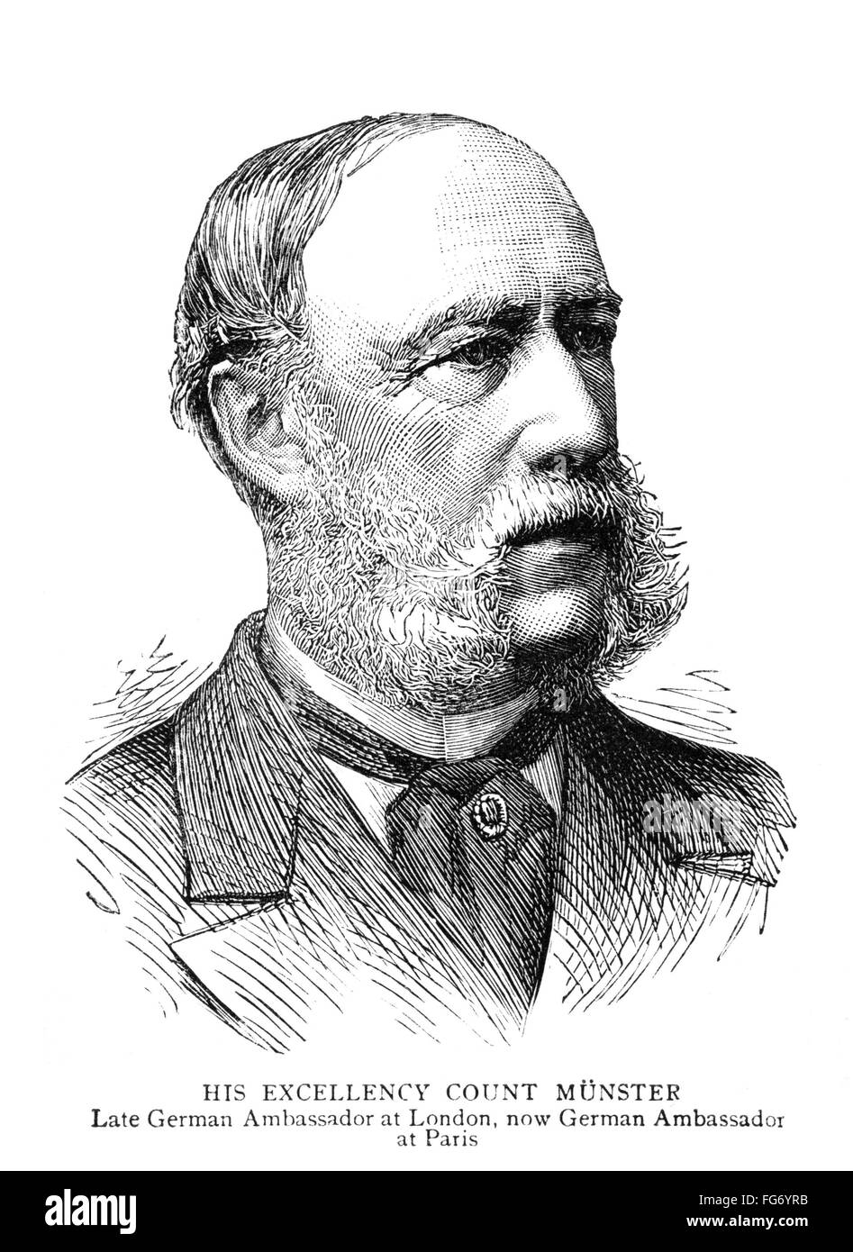 GEORGE HERBERT MUNSTER /nCount George Herbert Mⁿnster (1820-1902). German diplomat. Engraving, English, 1885. Stock Photo