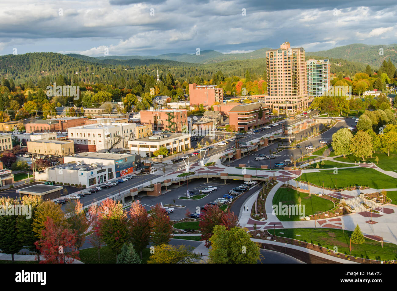 Overhead view of the park in Coeur D'Alene, Idaho Stock Photo Alamy