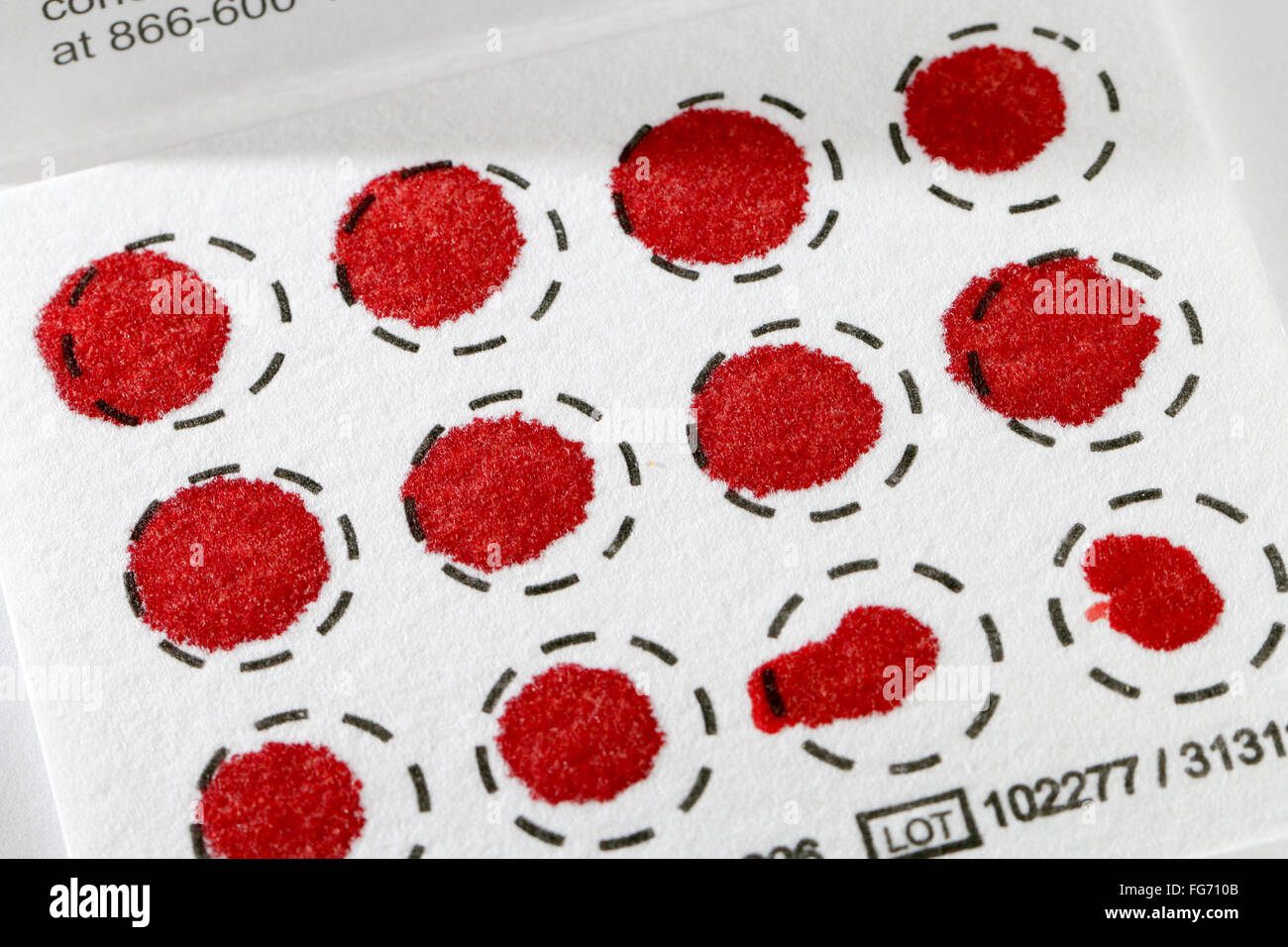 Home blood test. Samples on filter paper Stock Photo Alamy