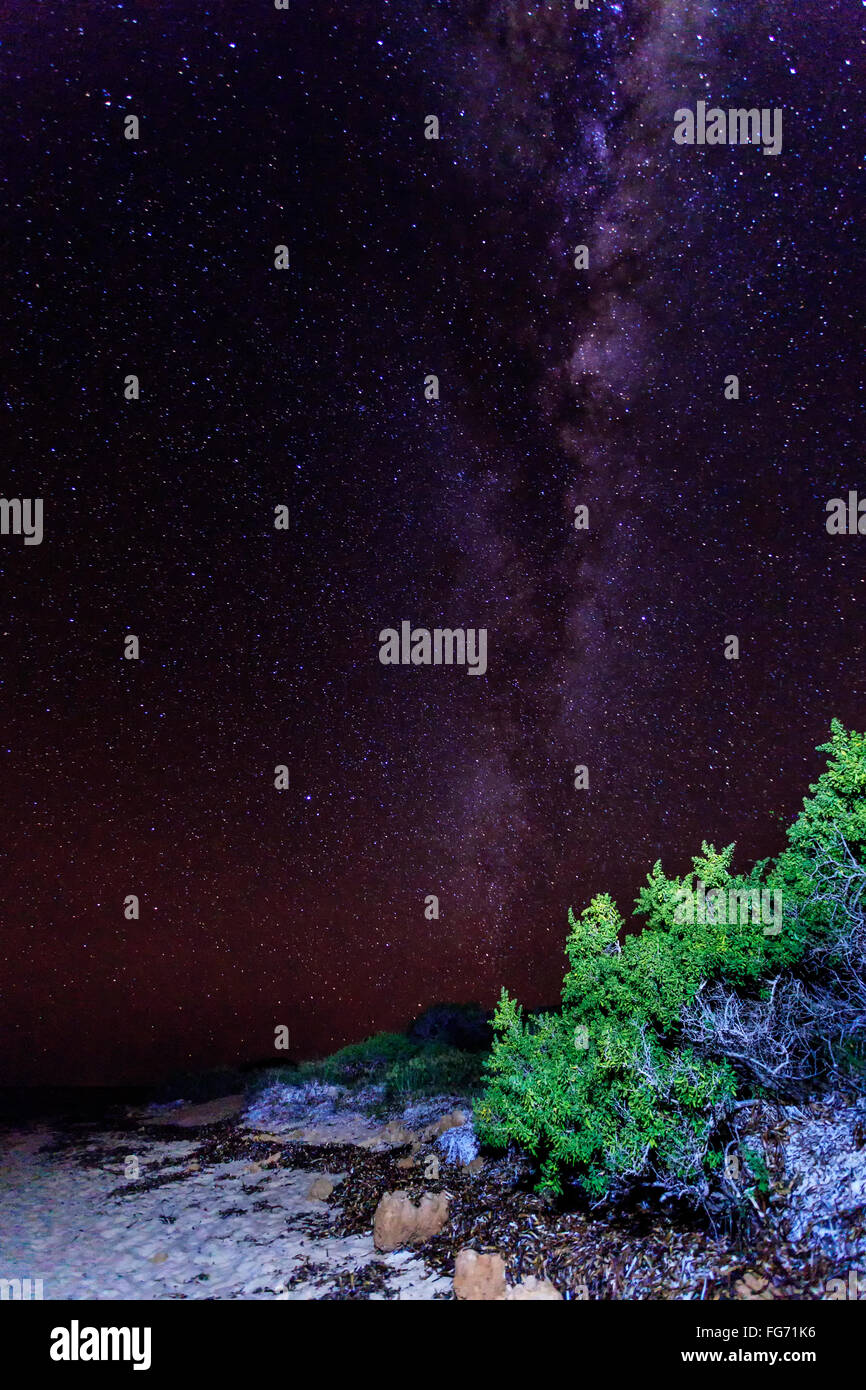 The Milky Way taken from the beach at Denham, Western Australia Stock Photo