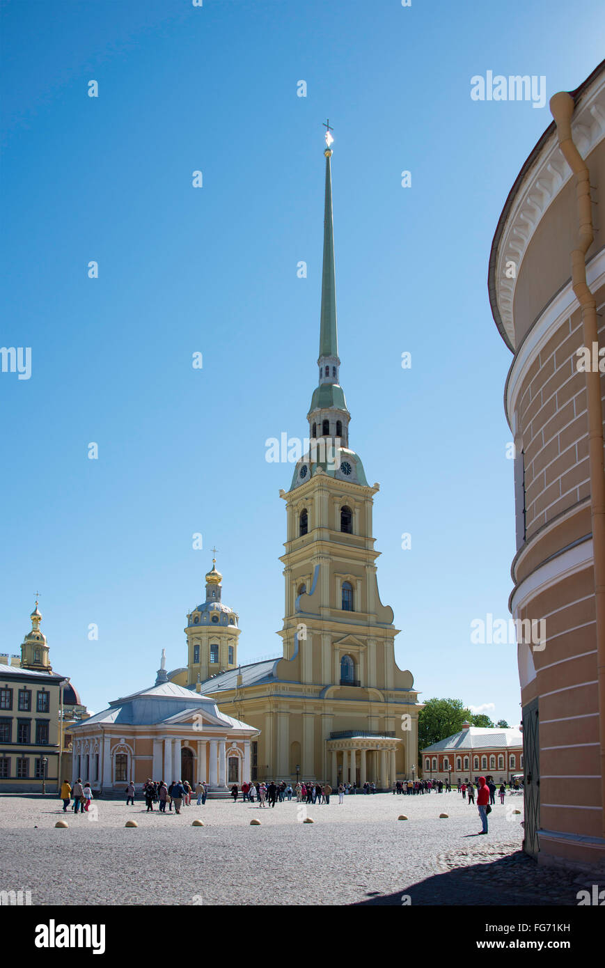 Bell Tower of The Cathedral of St.Peter and Paul, Zayachy Island, Saint Petersburg, Northwestern Region, Russian Republic Stock Photo