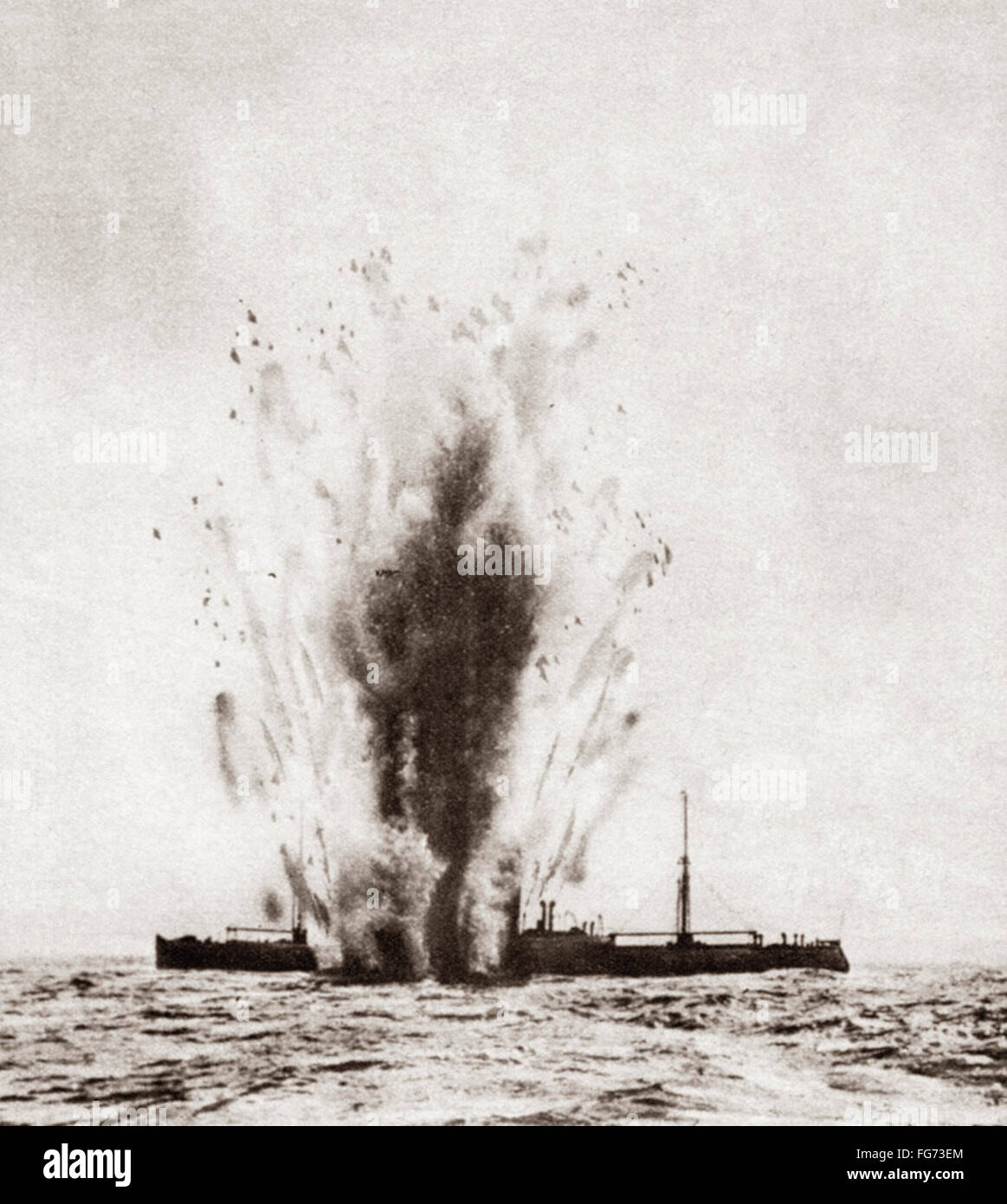 WORLD WAR I: TORPEDO. /nA merchant ship struck and blown up by a ...