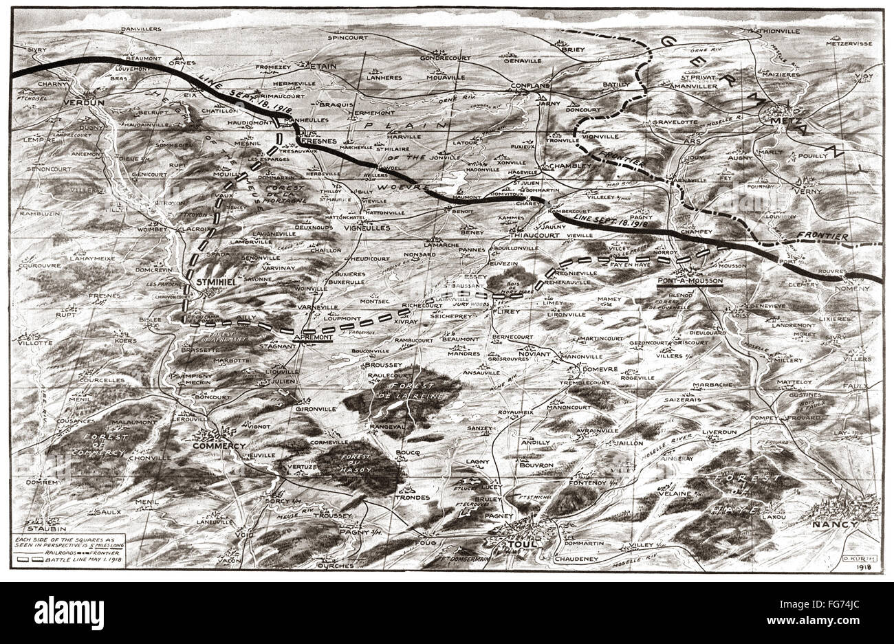 WORLD WAR I SAINTMIHIEL. /nMap, 1919, showing the Battle of Saint