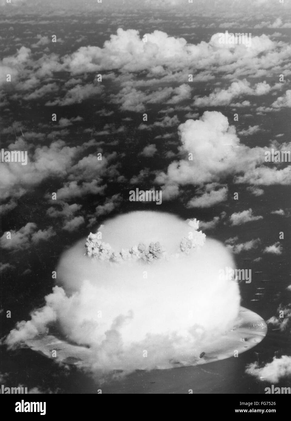ATOMIC BOMB TEST, 1946./nAmerican atomic bomb test at Bikini Atoll in the Pacific Ocean. Photograph, July 1946. Stock Photo