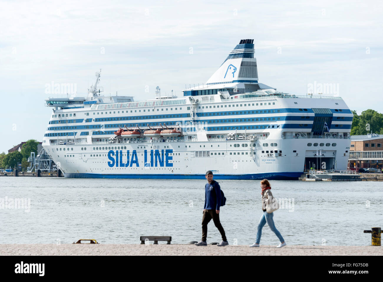 Silja Line Helsinki to Stockholm ferry from Market Square (Kauppatori), Helsinki, Uusimaa Region, Republic of Finland Stock Photo