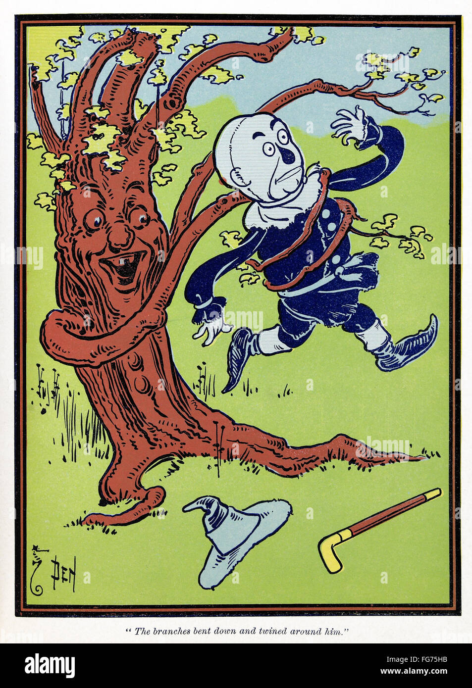 WIZARD OF OZ, 1900. /n'The branches bent down and twined around him.' Illustration by W.W. Denslow for the first edition of 'The Wonderful Wizard of Oz' by L. Frank Baum, 1900. Stock Photo