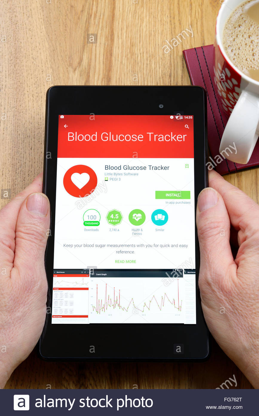 blood glucose tracker health app on an android tablet pc dorset