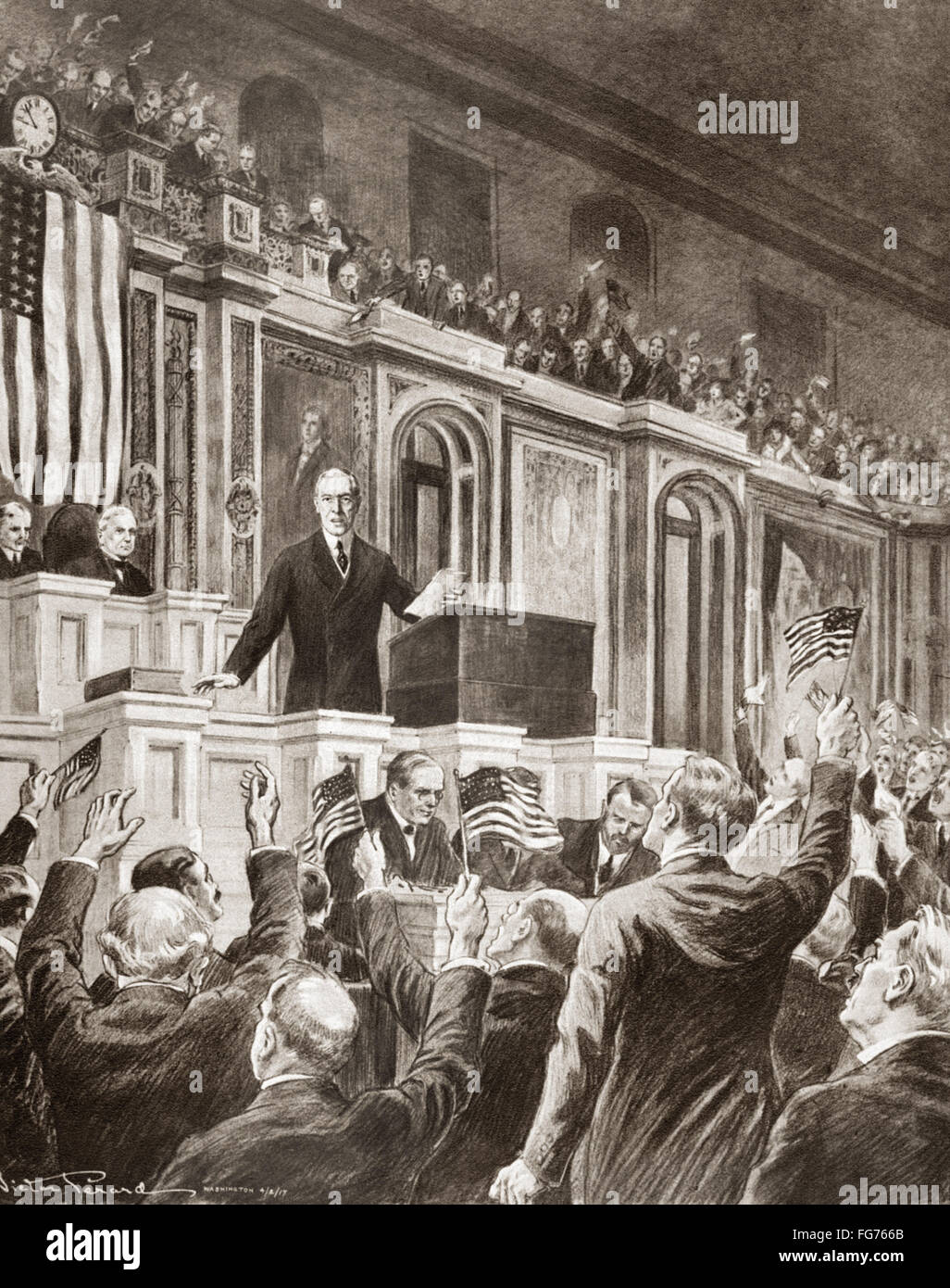 WOODROW WILSON /n(18561924). President Woodrow Wilson before Congress