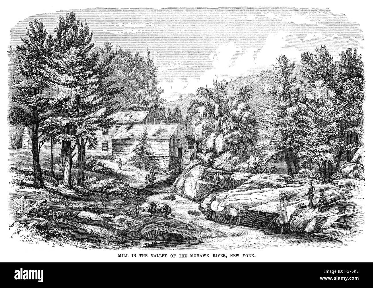 NEW YORK MOHAWK RIVER. /nA mill in the valley of the Mohawk River, New