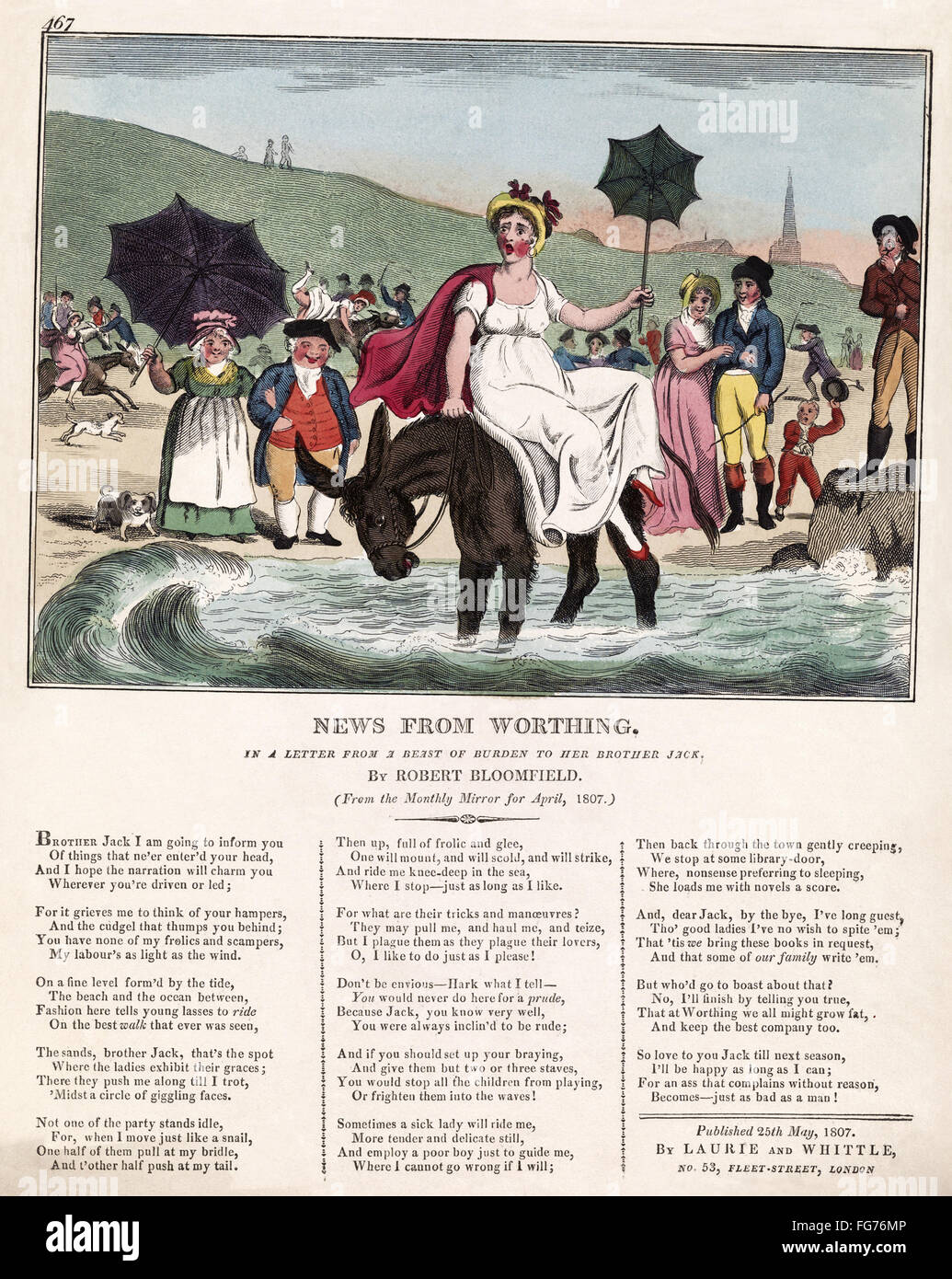 NEWS FROM WORTHING, 1807. /nA young woman sits on a donkey which sits ...