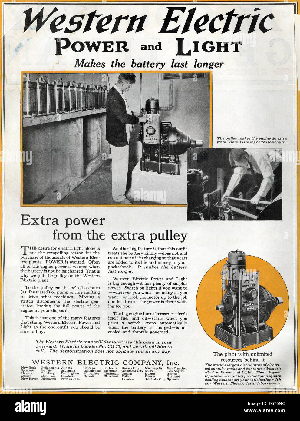 AD WESTERN ELECTRIC, 1919. /nAmerican advertisement for an engine manufactured by the Western