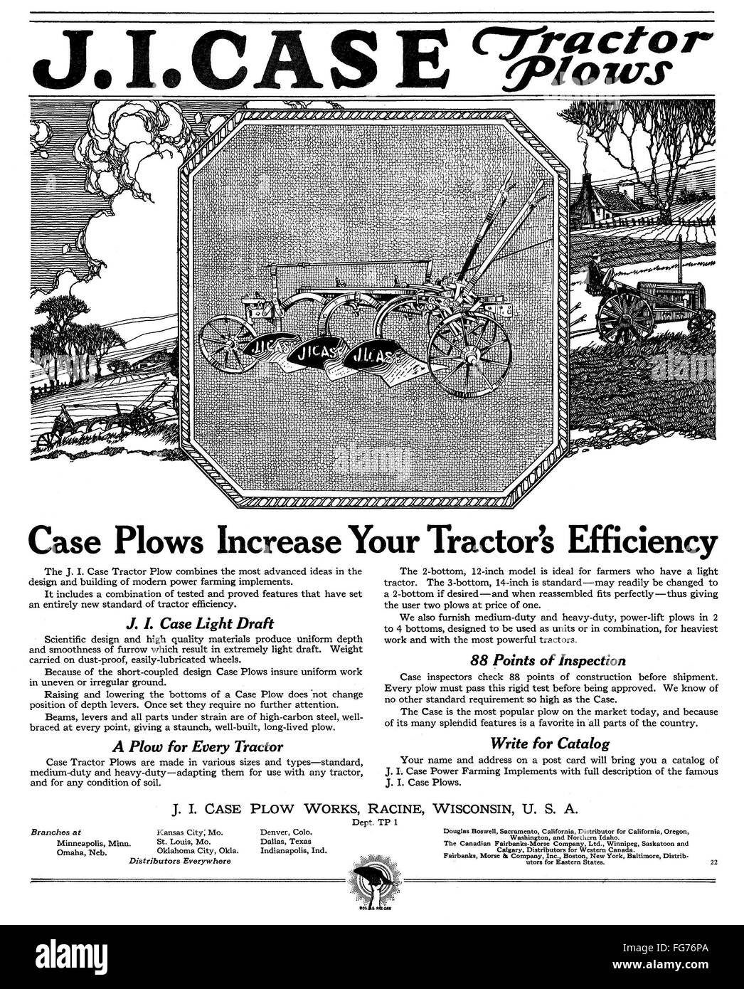 AD J.I. CASE, 1919. /nAmerican advertisement for J.I. Case Tractor