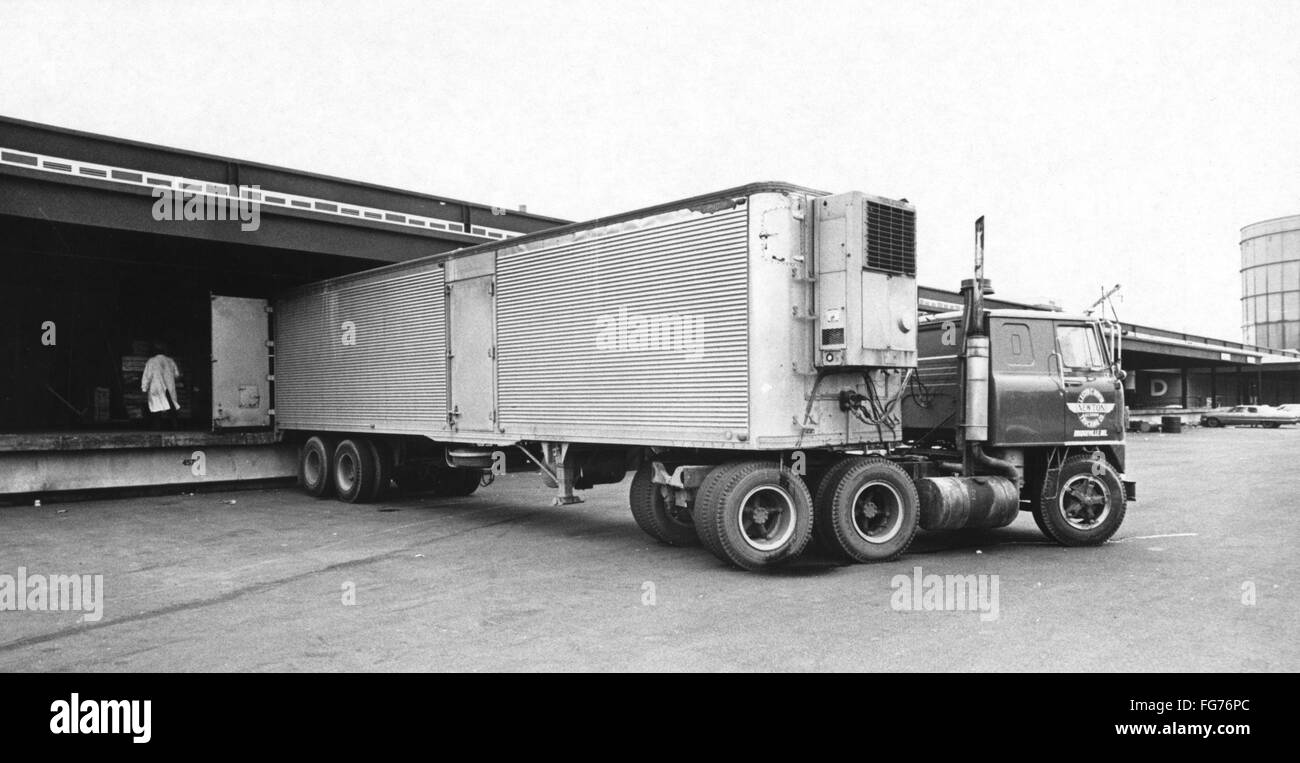LOADING DOCK, 1967. /nTruck at the loading dock of Hunts Point Market ...