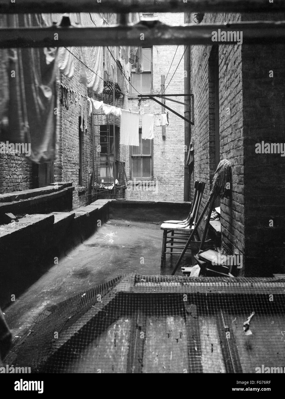 NYC TENEMENT, 1936. /nView from rear window of the tenement house of