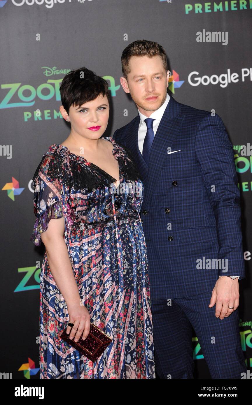 Los Angeles, CA, USA. 17th Feb, 2016. Ginnifer Goodwin, husband Josh