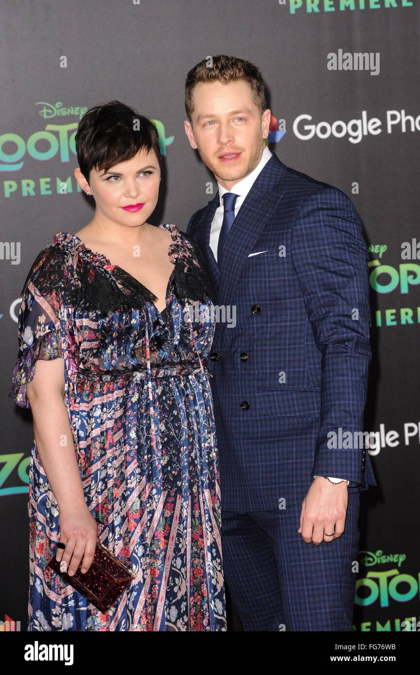 Los Angeles, CA, USA. 17th Feb, 2016. Ginnifer Goodwin, husband Josh