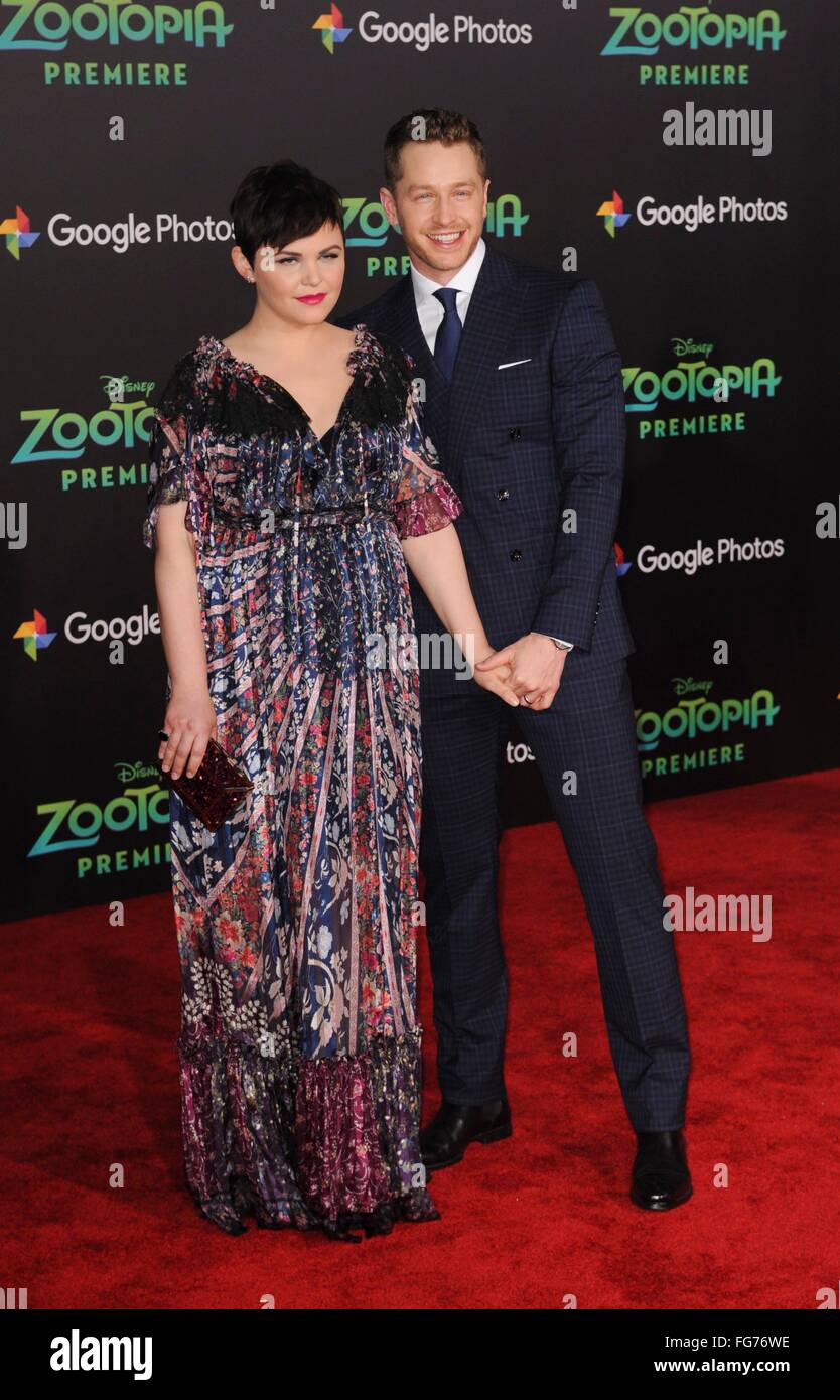Los Angeles, CA, USA. 17th Feb, 2016. Ginnifer Goodwin, husband Josh