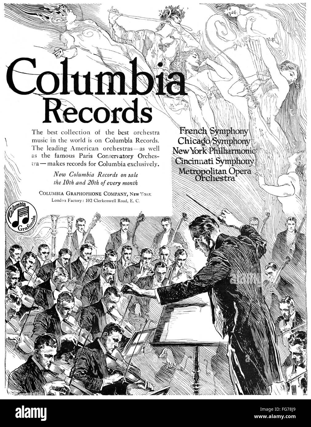 AD COLUMBIA RECORDS, 1919. /nAmerican advertisement for Columbia