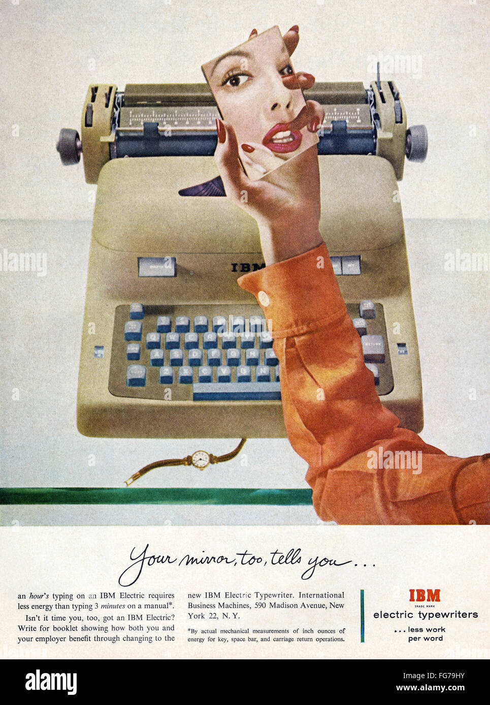 AD TYPEWRITER, 1954. /nAmerican advertisement for the IBM electric