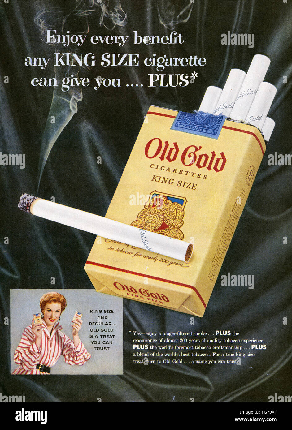 AD: OLD GOLD, 1954. /nAmerican advertisement for Old Gold Cigarettes ...