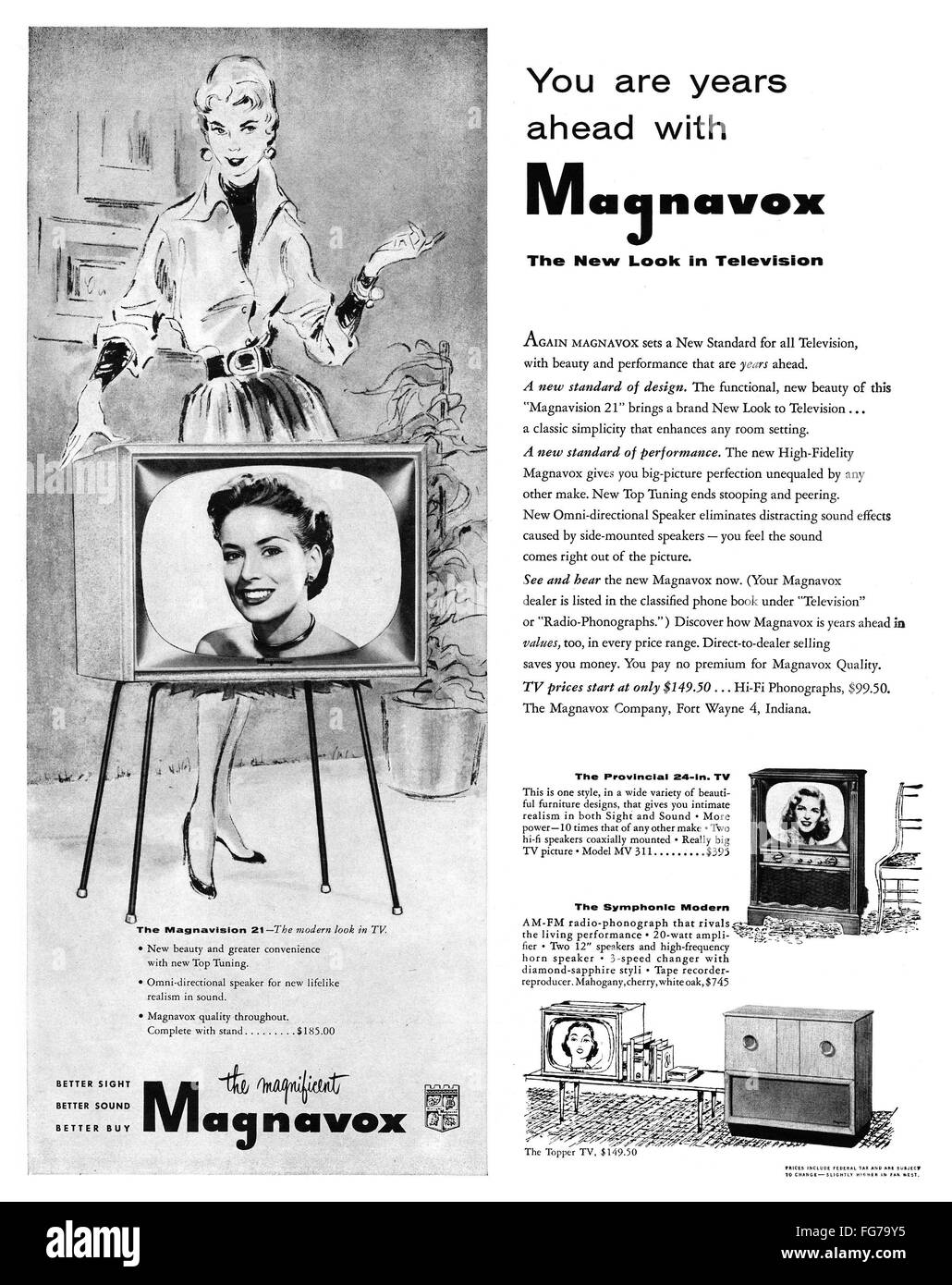 AD MAGNAVOX, 1954. /nAmerican advertisement for Magnavox Television