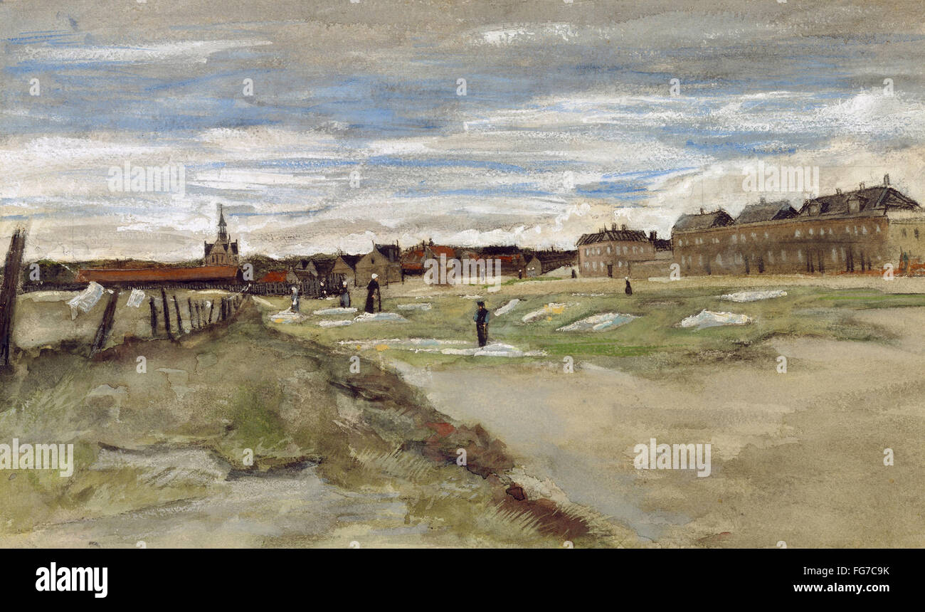 VAN GOGH: BLEACHING GROUND. /n'Bleaching Ground at Scheveningen.' Oil on canvas, Vincent van Gogh, July 1882. Stock Photo