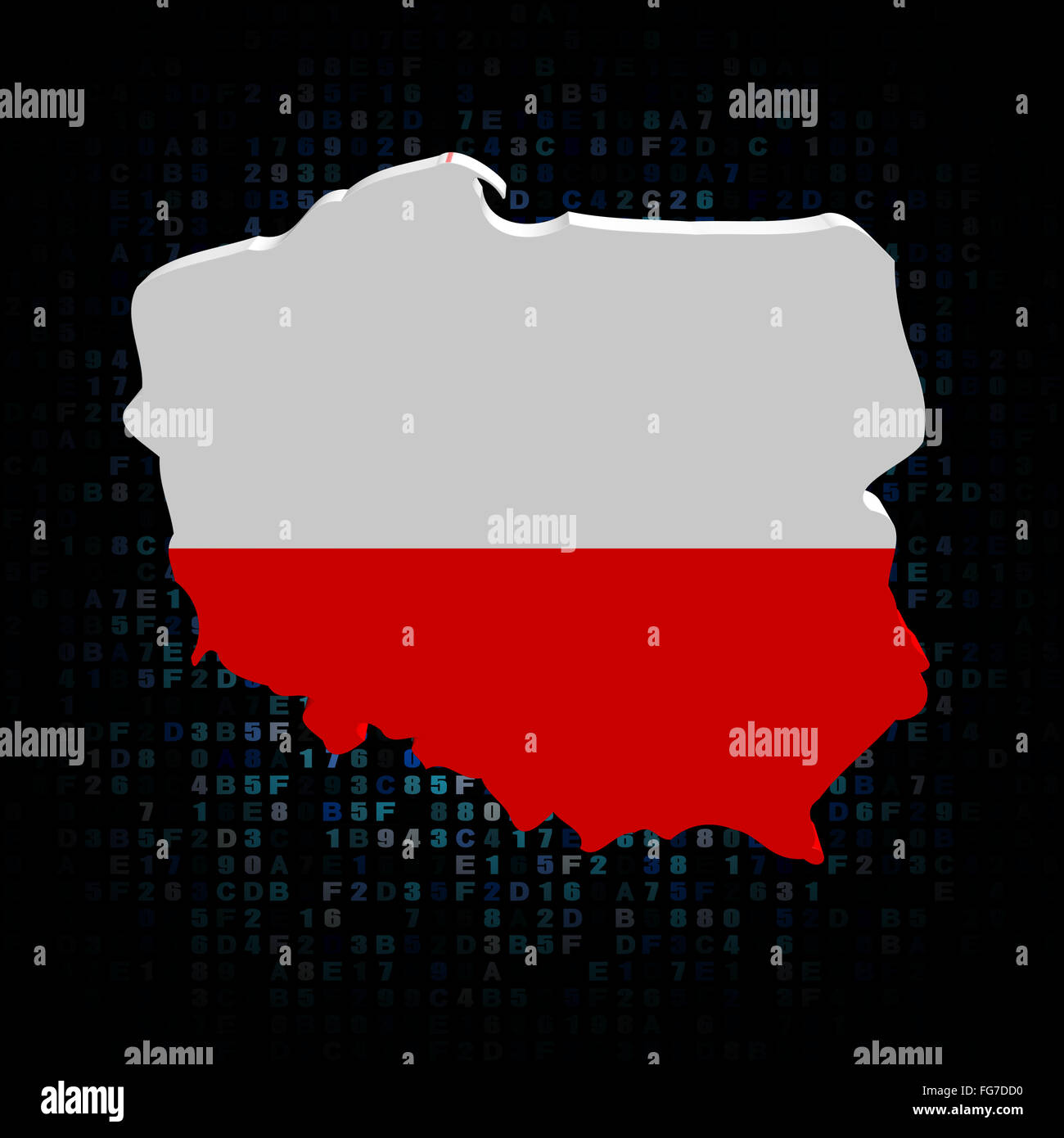 Poland map flag on hex code illustration Stock Photo Alamy