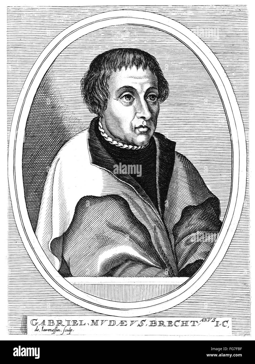 GABRIEL MUDAEUS (1500-1560). /nFlemish jurist and humanist. Undated line engraving. Stock Photo