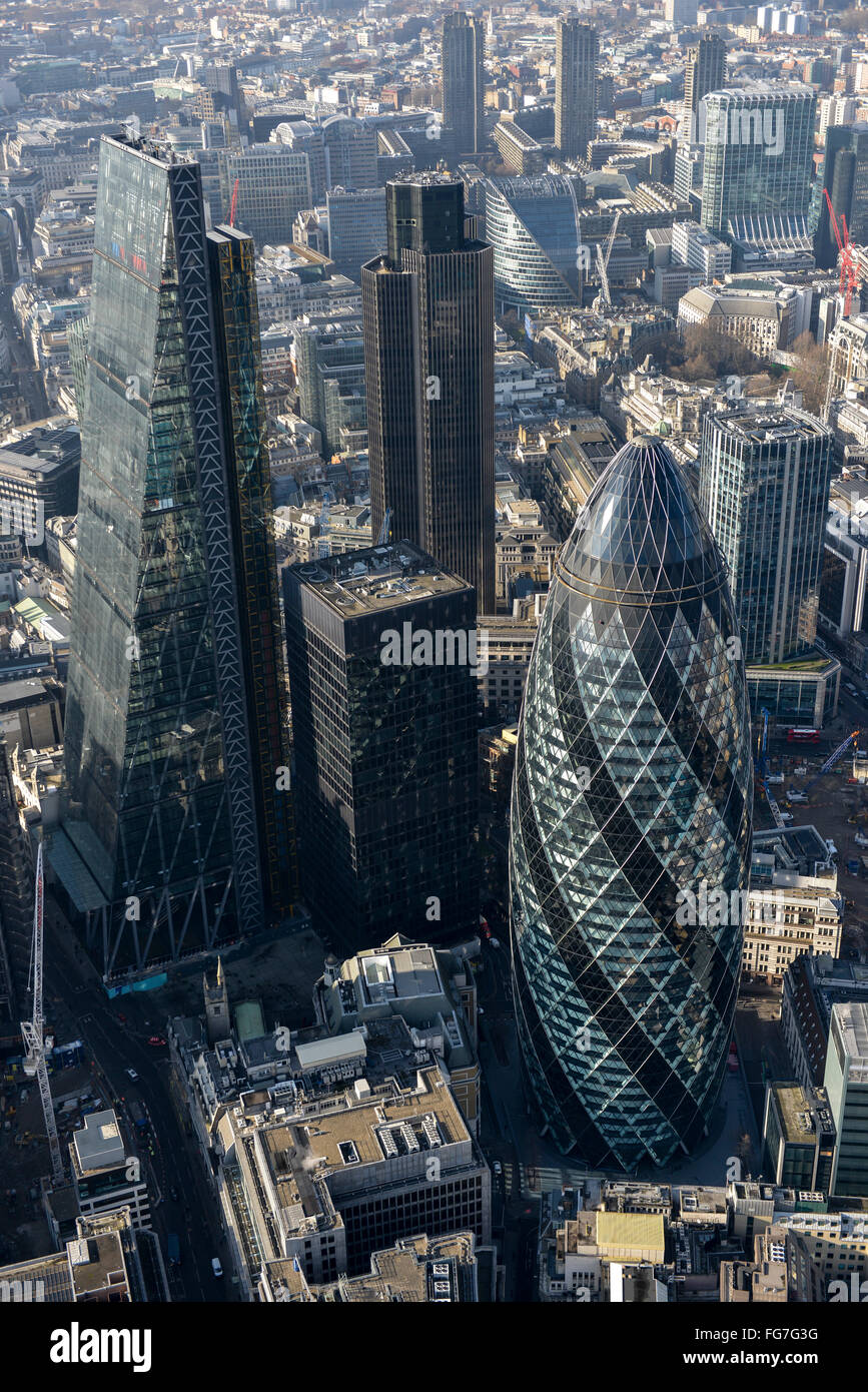 An aerial view of the Skyscrapers in the City of London financial district Stock Photo