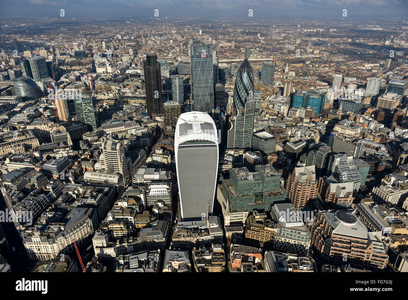 An aerial view of the Skyscrapers in the City of London financial district Stock Photo