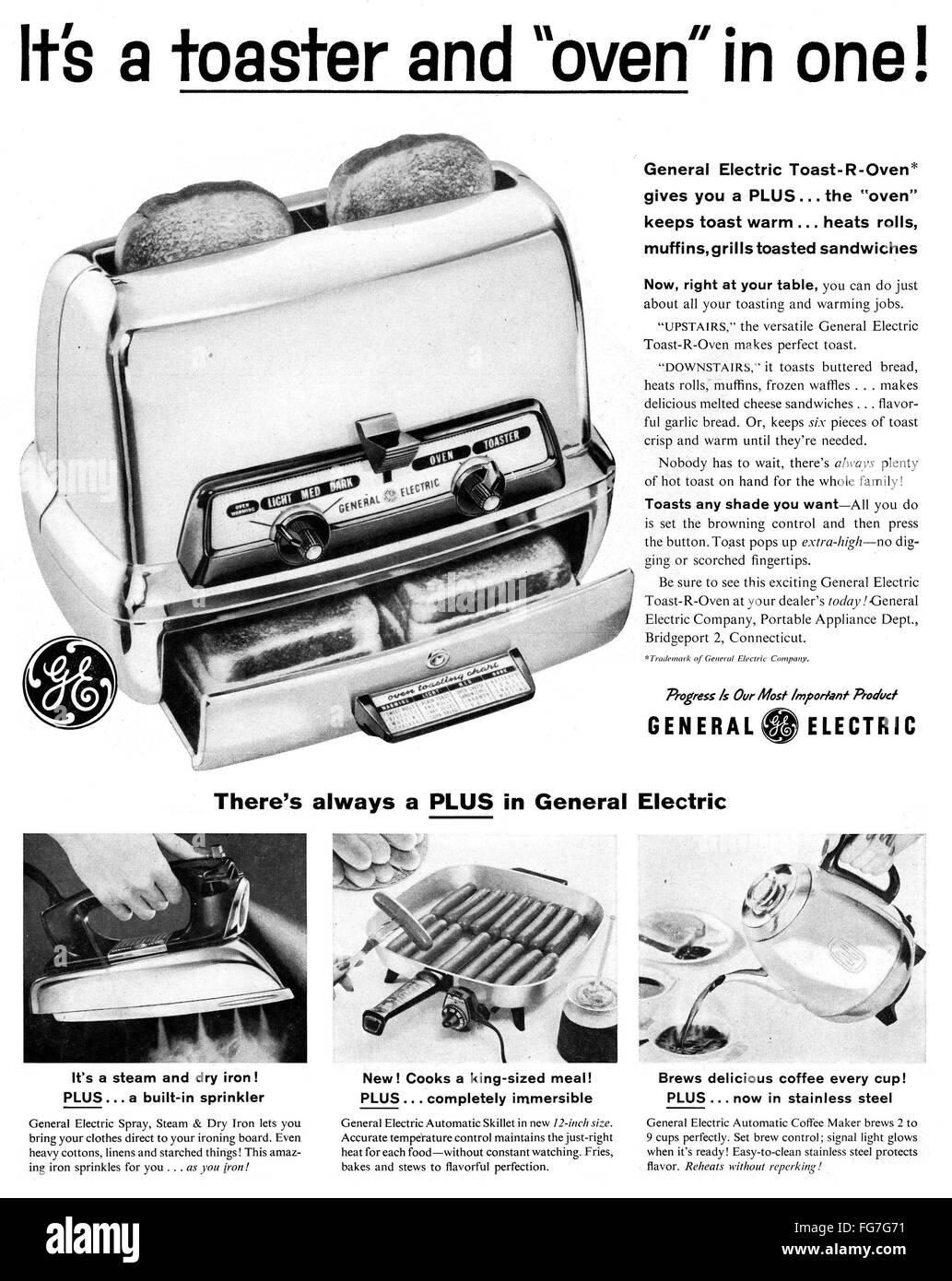 AD TOASTER OVEN, 1959. /nAmerican advertisement for a General Electric