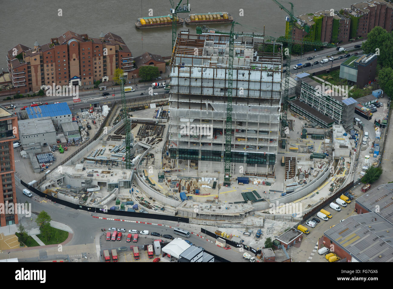 An aerial view showing construction of the new US Embassy in Nine Elms, London Stock Photo